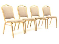 Sixty banquet chairs, gilt reeded frame, upholstered back and seat,