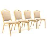 Sixty banquet chairs, gilt reeded frame, upholstered back and seat,