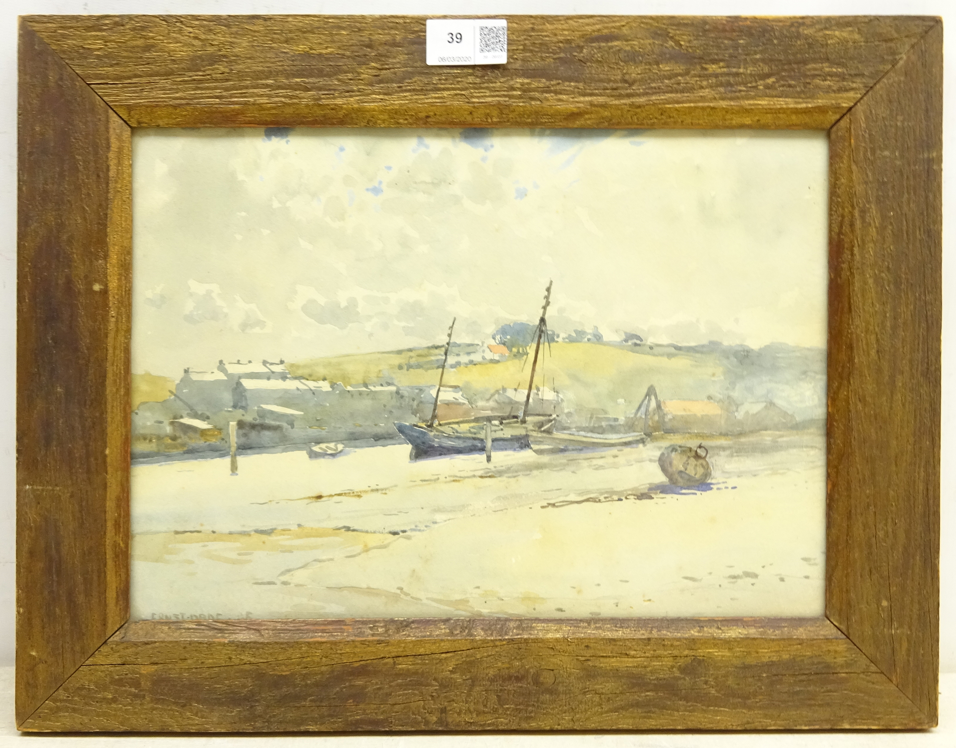 Ernest Dade (Staithes Group 1868-1935): Estuary Scene at Low Tide, watercolour signed and dated '95, - Image 2 of 2