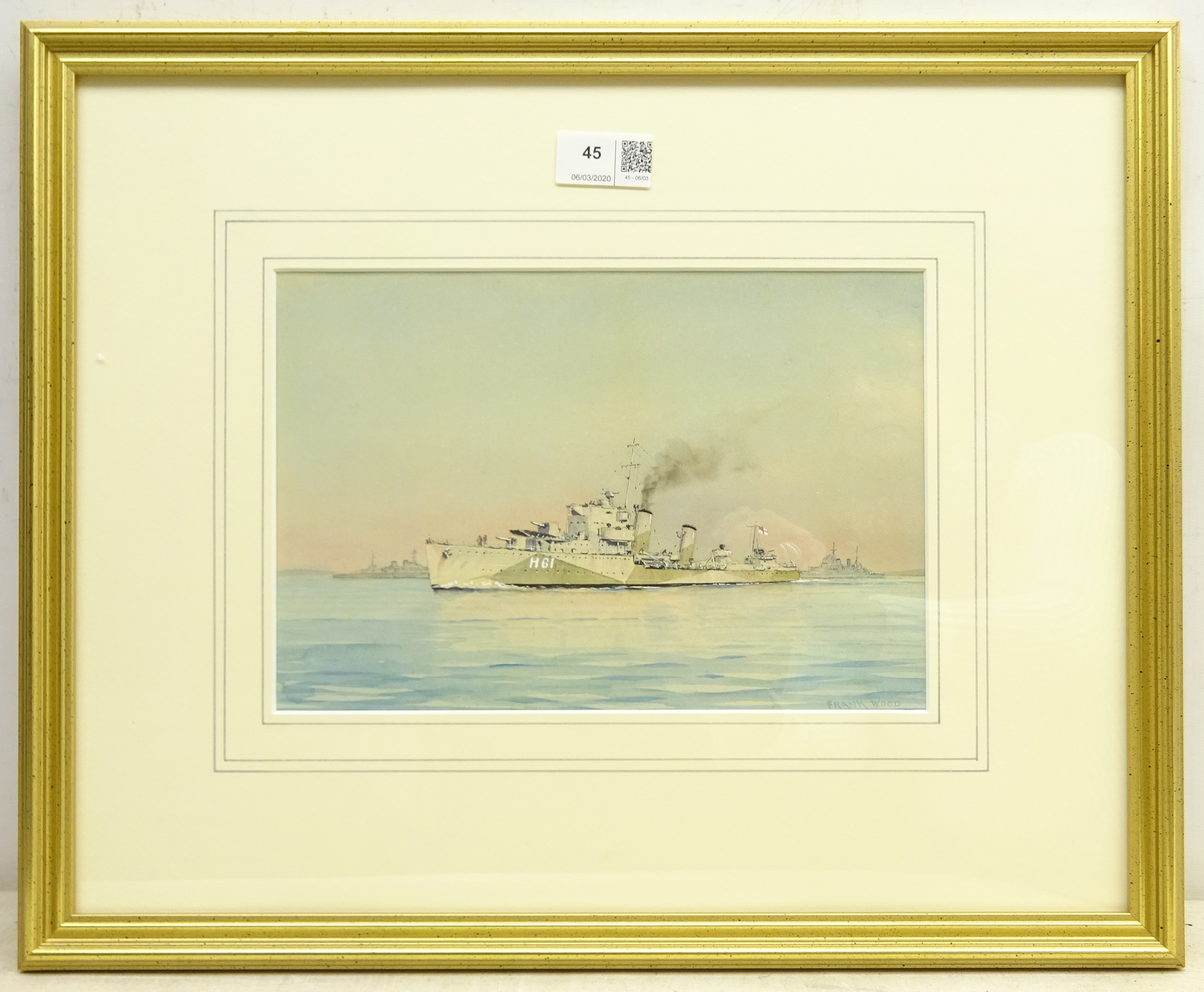 Frank Watson Wood (Scottish 1862-1953): 'HMS Express H61', watercolour signed, - Image 2 of 2