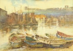 Alfred George Morgan (British 1848-1930): Fishing Cobles in Whitby Harbour,