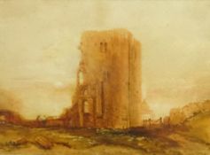 Henry Barlow Carter (British 1804-1868): Scarborough Castle, watercolour unsigned 12cm x 16.