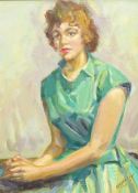 Philip Naviasky (British 1894-1983): Lady in a Green Dress,
