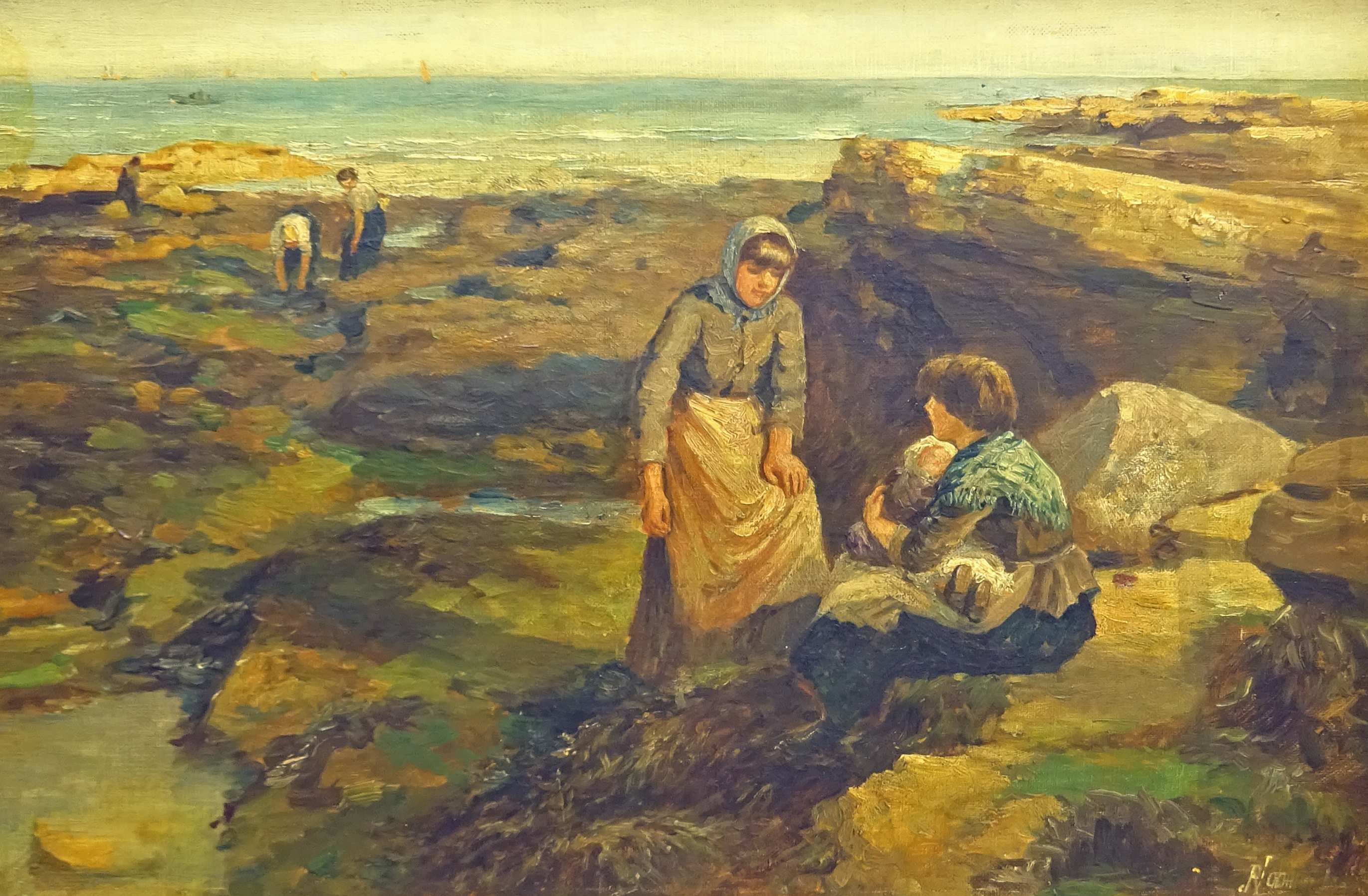 Robert Jobling (Staithes Group 1841-1923): Girls on the Rocks,