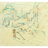 Frank Auerbach (British/German 1931-): 'Sketch for Camden Theatre', coloured inks unsigned,