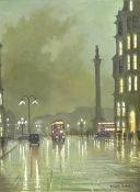 Steven Scholes (Northern British 1952-): 'Trafalgar Square from Northumberland Avenue, London 1958',