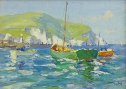 Howard Barron (British/Australian 1900-1991): St Ives Fishing Boats near Harbour,