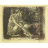 John Sloan (USA 1871-1951): 'Nude by Bookcase', proof etching signed in pencil,