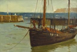 Joseph Richard Bagshawe (Staithes Group 1870-1909): Fishing Boat in Port Mulgrave Harbour,