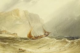 Henry Barlow Carter (British 1804-1868): Fishing Yawl Returning to Scarborough Harbour,