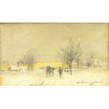 Theodor von Ehrmanns (Austrian 1846-1923): Horse Drawn Sleigh in Winter Landscape,