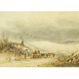 Henry Barlow Carter (British 1804-1868): 'The Mere Scarborough' in the Snow, watercolour unsigned,