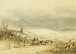 Henry Barlow Carter (British 1804-1868): 'The Mere Scarborough' in the Snow, watercolour unsigned,