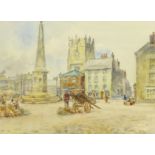 James Ulric Walmsley (British 1860-1954): Richmond Market Square, watercolour signed and dated 1914,