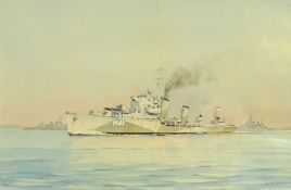 Frank Watson Wood (Scottish 1862-1953): 'HMS Express H61', watercolour signed,