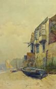 Ernest Dade (Staithes Group 1868-1935): Beached Coble, watercolour signed and dated '86,