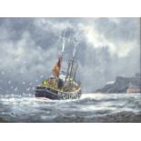 Jack Rigg (British 1927-): 'Dash Home' - 1960's Berwick Trawler heading for Whitby,