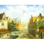 K Adams (Continental 20th century): Dutch Street Scene,