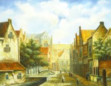 K Adams (Continental 20th century): Dutch Street Scene,