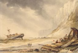 Henry Barlow Carter (British 1804-1868): 'Wreck off Speeton Cliffs Yorkshire',