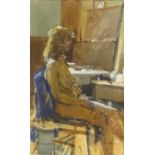 Ken Howard RA (British 1932-): 'In the Studio' - Seated Nude,