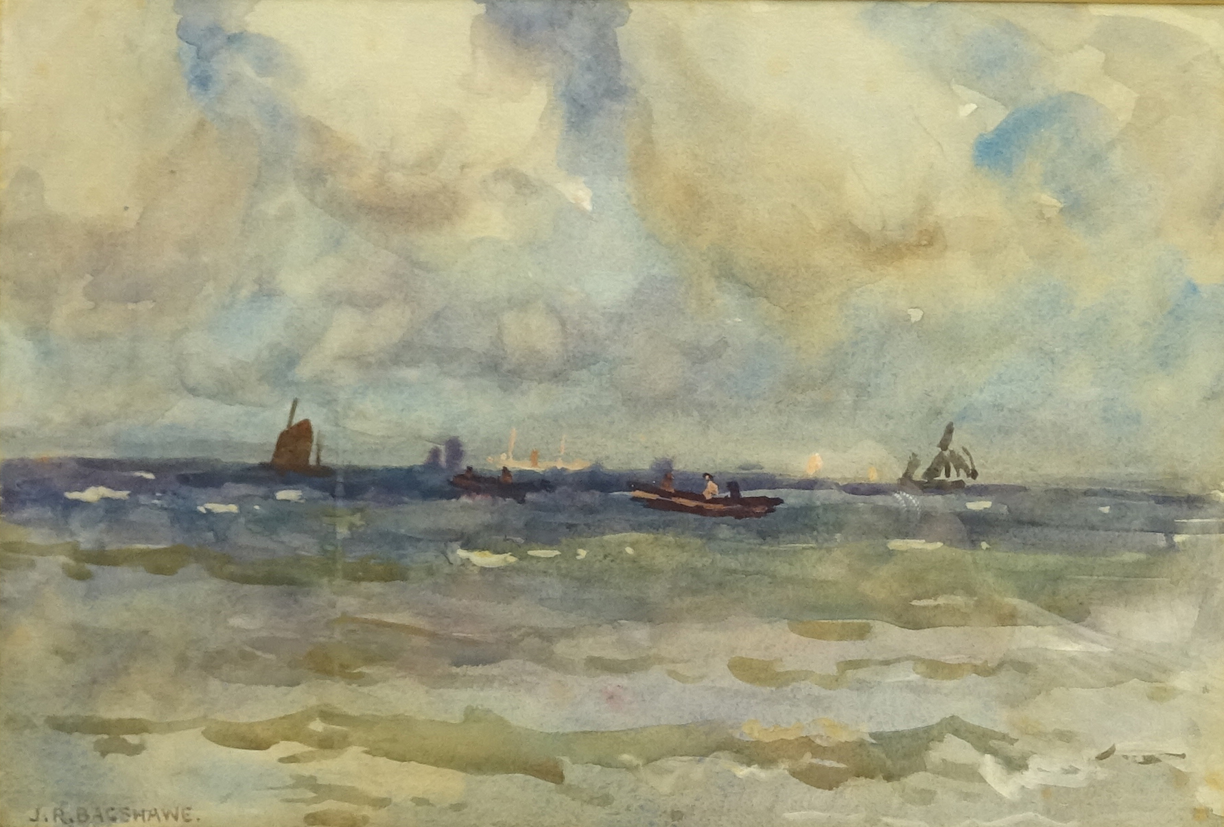 Joseph Richard Bagshawe (Staithes Group 1870-1909): Fishing Boats at Sea,