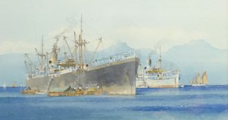 Colin Verity RSMA (British 1924-2011): 'Anchor Port' - Steam Ship Levernbank, watercolour signed,