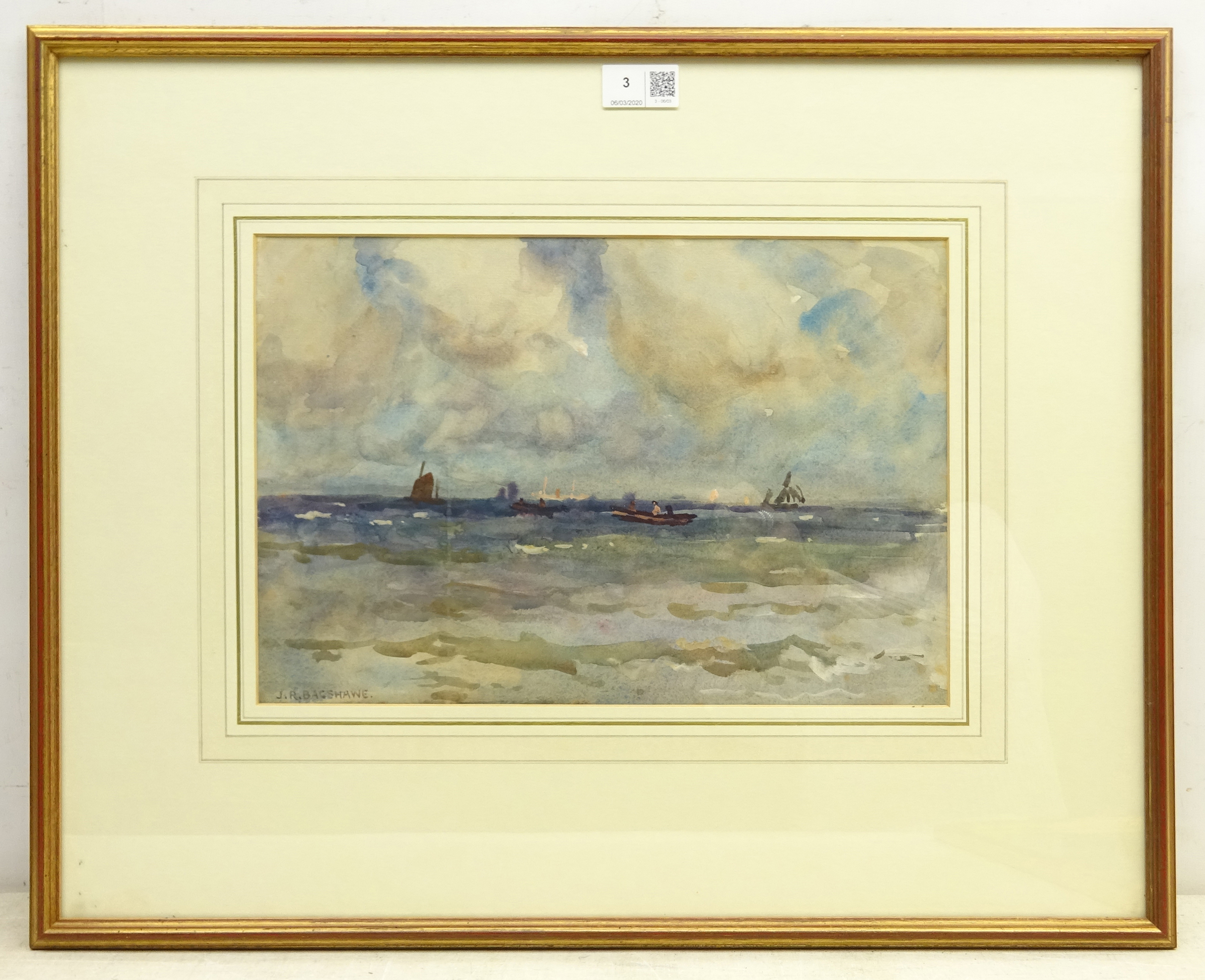 Joseph Richard Bagshawe (Staithes Group 1870-1909): Fishing Boats at Sea, - Image 2 of 2