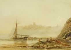 Henry Barlow Carter (British 1804-1868): Vessel Unloading on the North Beach Scarborough,