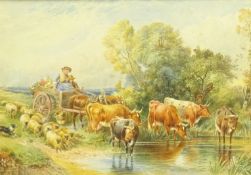 Myles Birket Foster RWS (British 1825-1899: 'Returning from Market',