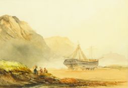 Henry Barlow Carter (British 1804-1868): Unloading a Brig at Cayton Bay near Scarborough,