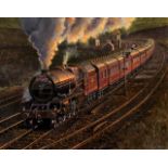 Robert Nixon (British 1955-): Royal Scot Locomotive at Full Steam,