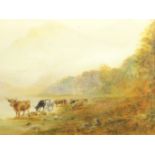 Harry Davis (British 1885-1970): Highland Cattle Watering,