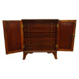Regency ebony strung mahogany medal or coin collectors cabinet, with reeded top,