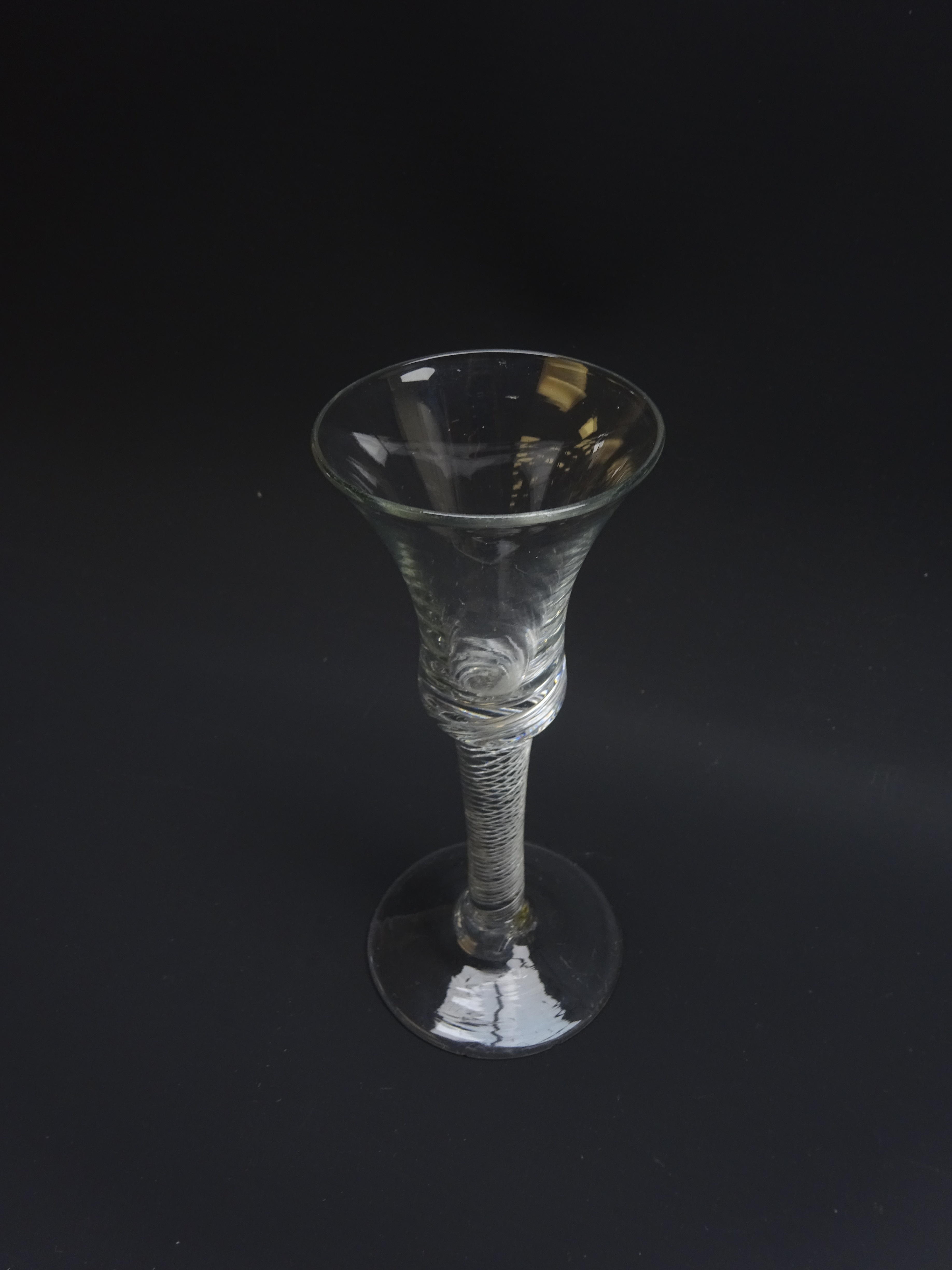 Georgian wine glass, bell shaped bowl, air twist stem and domed foot, - Image 2 of 3