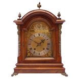 Victorian figured walnut arched top bracket clock,