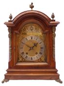 Victorian figured walnut arched top bracket clock,