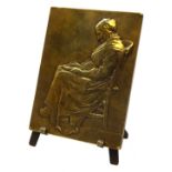 Georges-Henri Prud'homme (1873 - 1947) rectangular bronze plaque, relief cast with a seated lady,