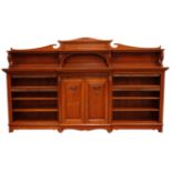 Large late Victorian walnut breakfront low bookcase,