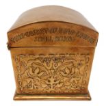 William Henry Mawson for Keswick Home Industries embossed copper tea caddy,