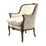 French walnut framed upholstered armchair,