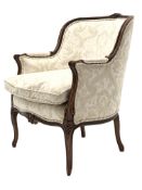 French walnut framed upholstered armchair,