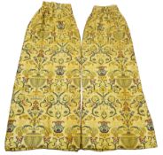 Pair of heavy weight thermal lined Rennaissance style curtains,