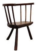 Late 18th century Welsh oak and elm primative stick back armchair,