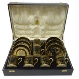 Cased set of Spode coffee cans and saucers,