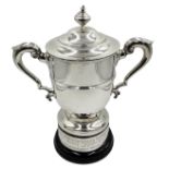 Silver twin handled lidded trophy cup by William Hutton & Sons Ltd, Sheffield 1921,