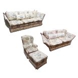 Peter Guild Ltd. Knole three piece suite, comprising: three seat sofa, W230cm, D90cm, H88cm, W144cm.