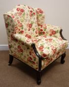 Early Victorian mahogany low upholstered armchair,