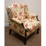 Early Victorian mahogany low upholstered armchair,