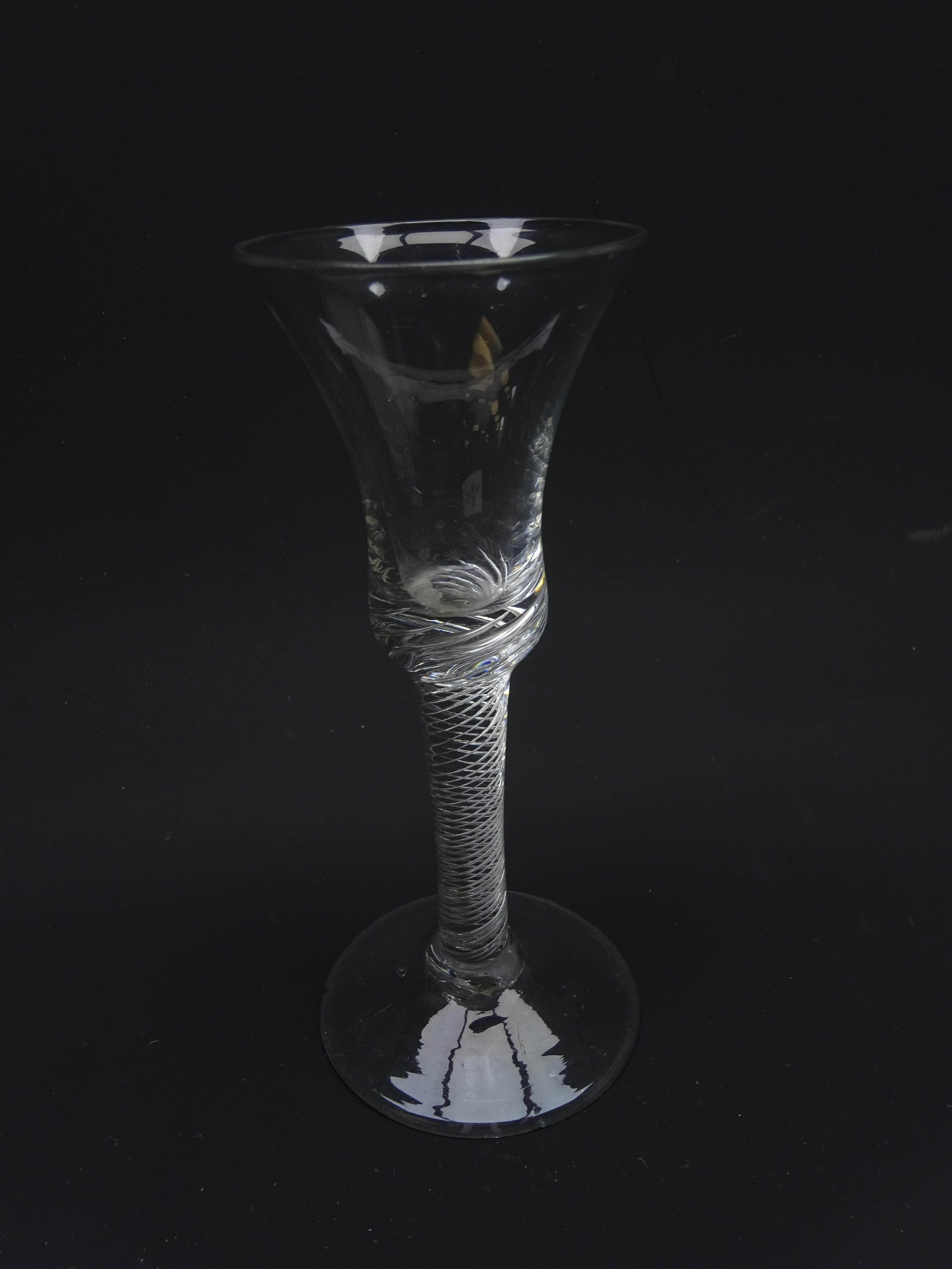 Georgian wine glass, bell shaped bowl, air twist stem and domed foot, - Image 3 of 3